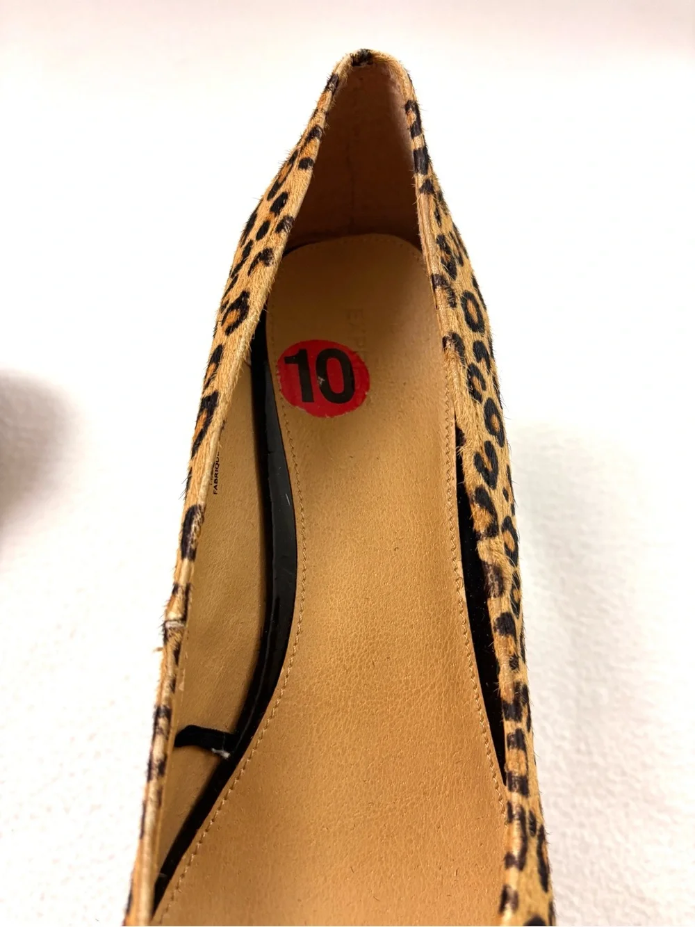 Express Leopard Animal “70’s” Print Hair Calf Peep Toe Wedge Heels (10)